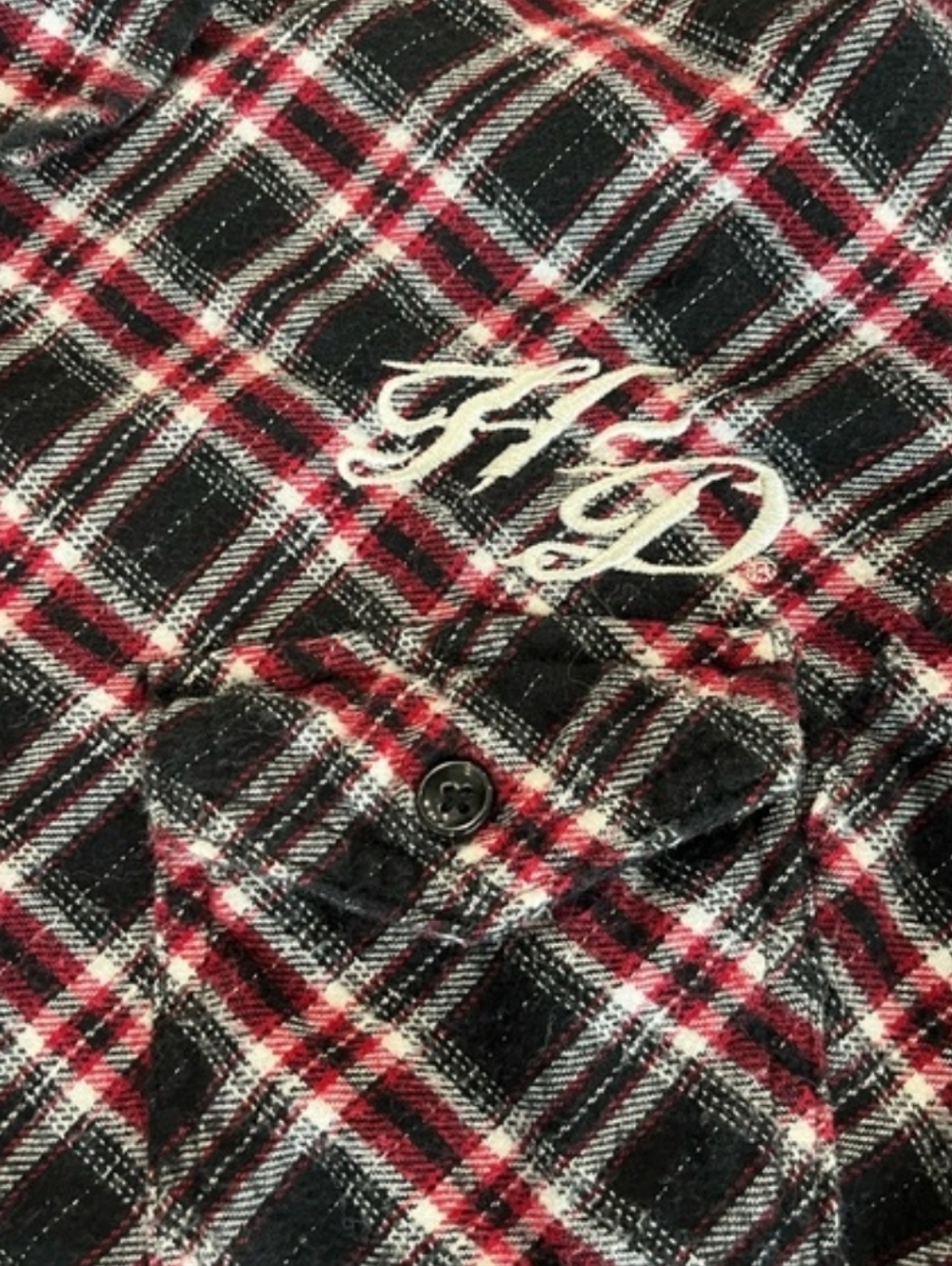 Harley Davidson red black silver long sleeve button down shirt - XL - Picture 4 of 6